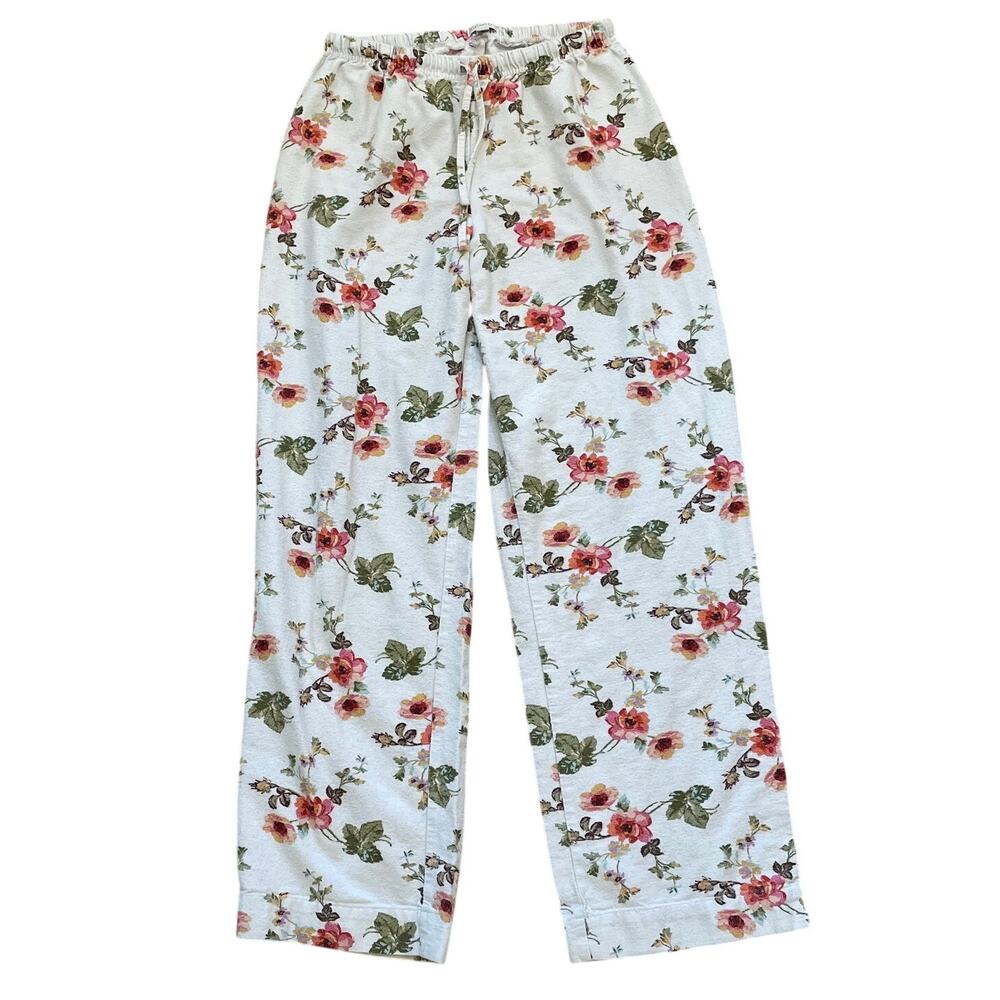 Garnet Hill Floral Flannel PJ Bottoms, 100% Organic Cotton, Cottage, Coquette XS